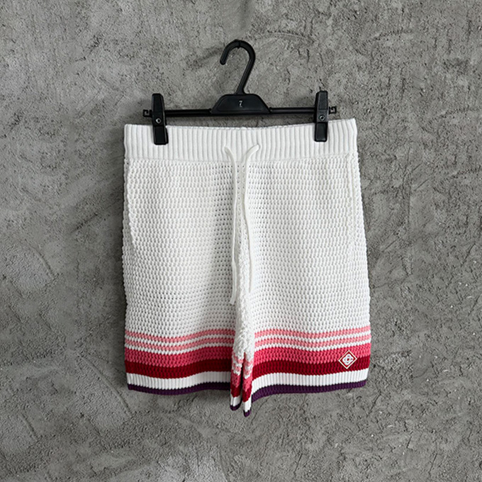 casablanca gradient stripe crochet knit drawstring shorts